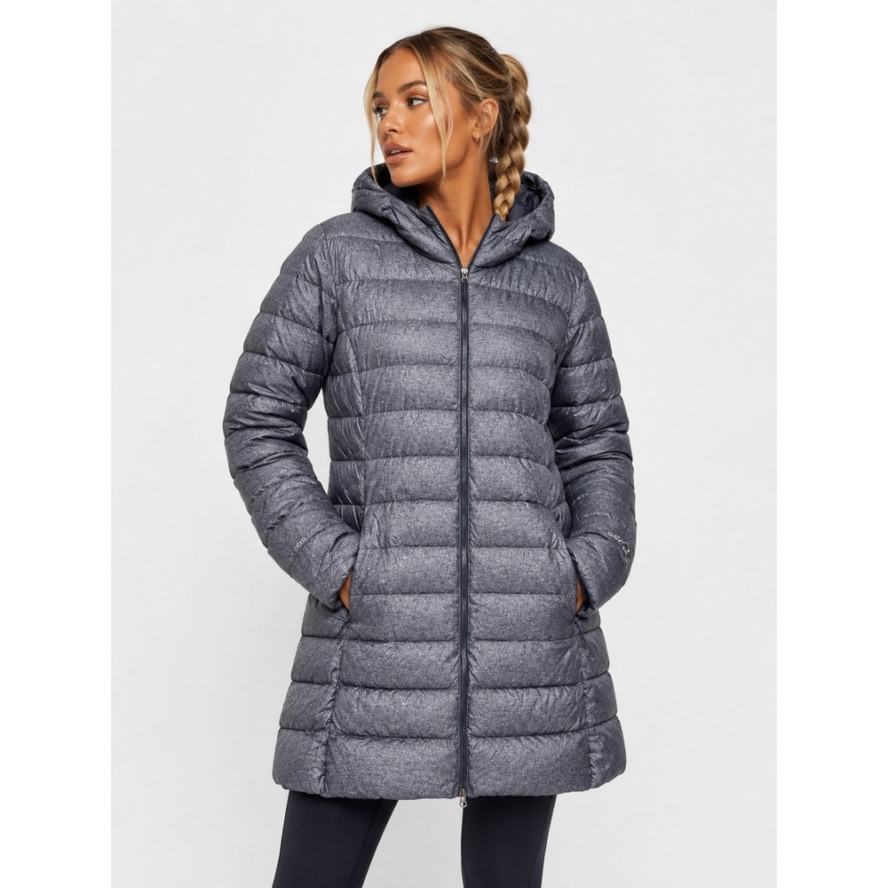 Eddie Bauer Gray Heathered Hooded Down EB650 Puffer Jacket Coat 2XL